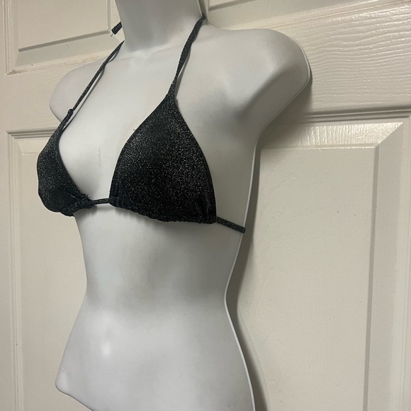 UNBRANDED Black Glitter Triangle Bikini Top - Picture 6 of 9
